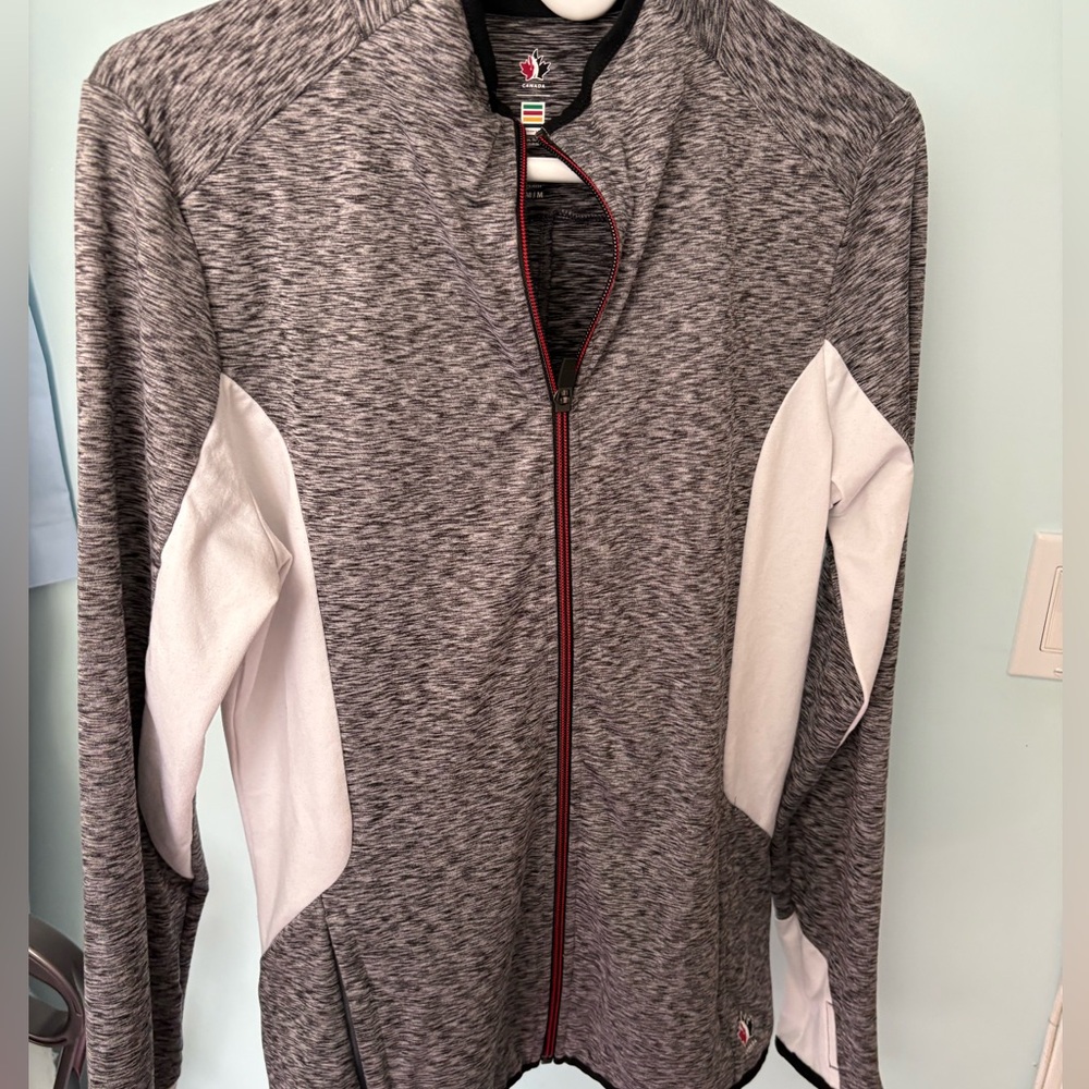 HBC Women's Gray and White Canada GOLF zip Jacket